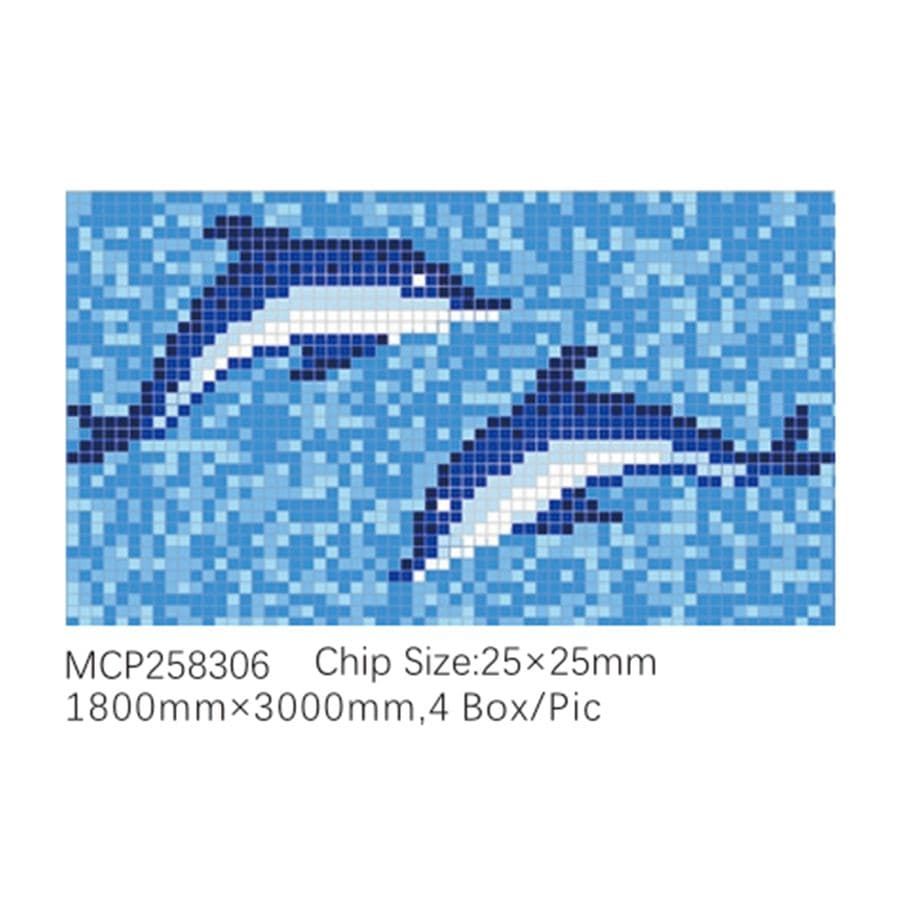 Dolphin Pair Pool Mosaic Mural 1800x3000mm (MCP258306) · photo 2026