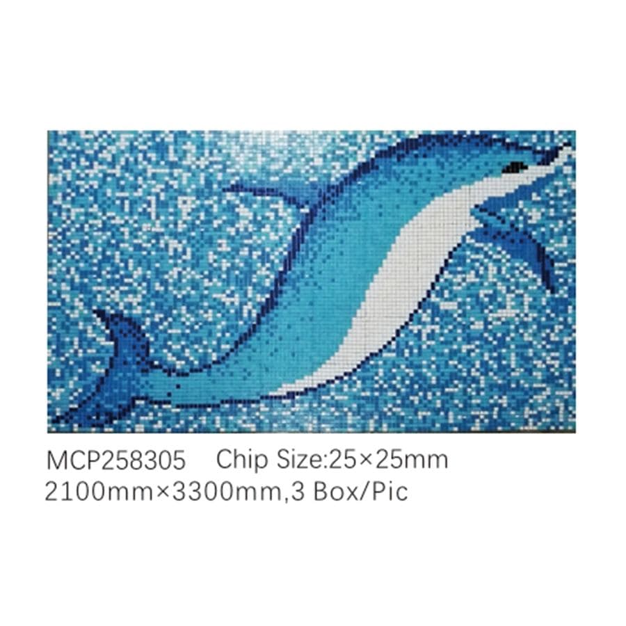 Leaping Dolphin Pool Mosaic Mural 2100x3300mm (MCP258305) · photo 2026