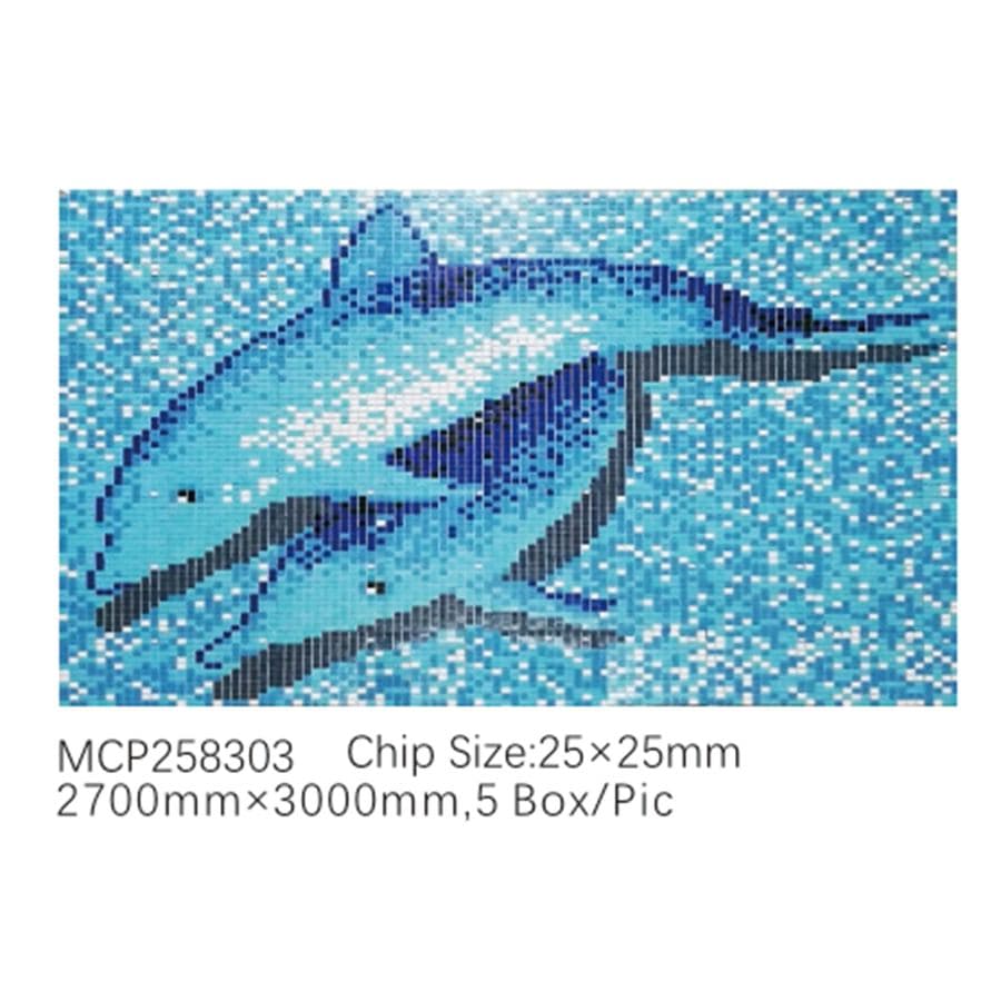 Twin Dolphin Pool Mosaic Mural 2700x3000mm (MCP258303) · photo 2026